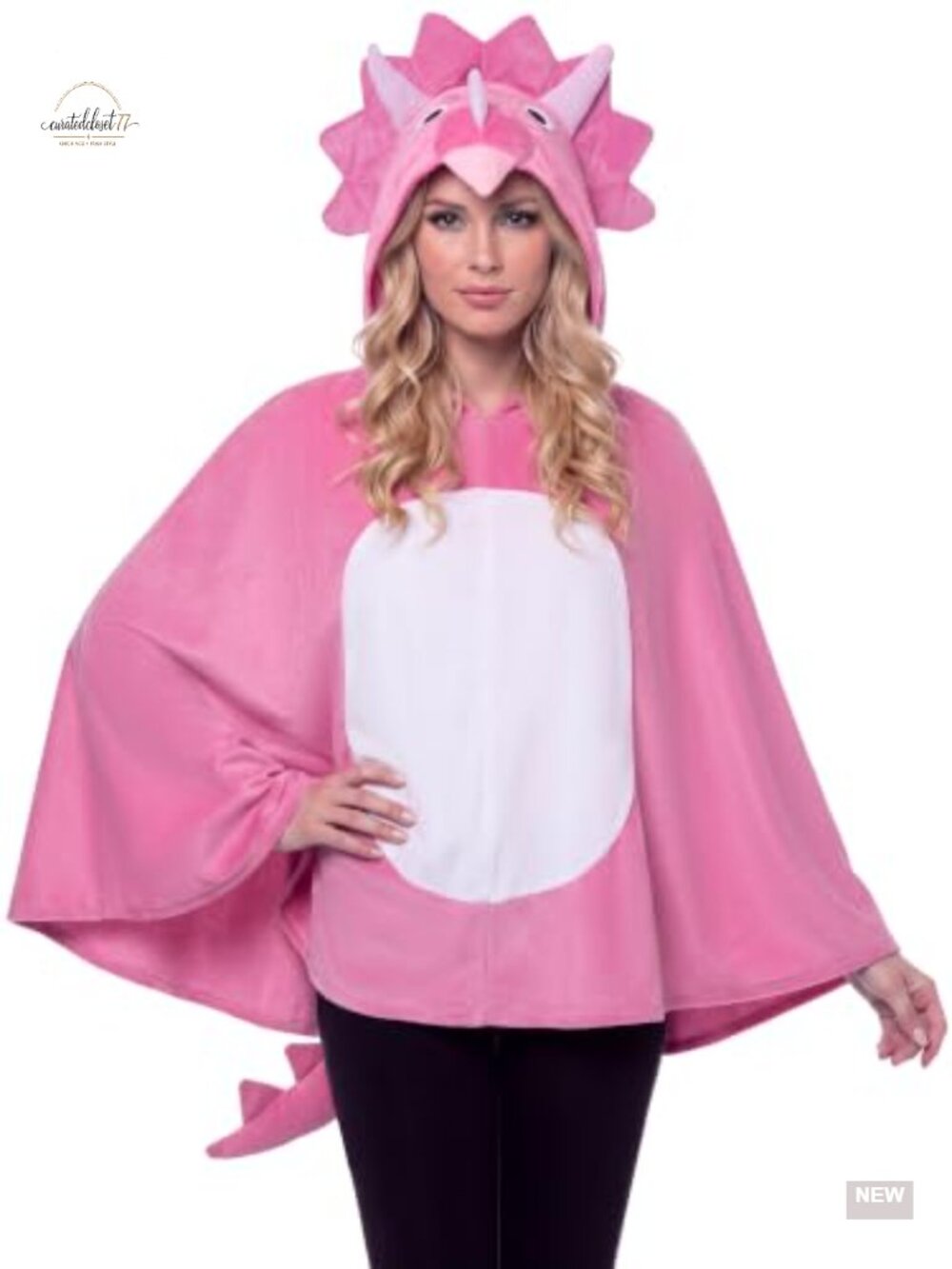 Women's Dinosaur Costume with Hood and Tail, Cape Style, Plush Polyester, One